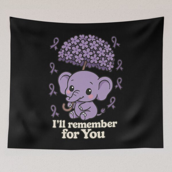 Item preview, I'll Remember For You Purple Elephant Alzheimers Awareness  designed and sold by TomFrontierArt.