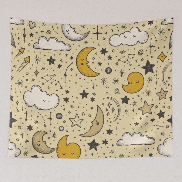 Item preview, Earth-Tone Dream Sky with Moons and Stars designed and sold by Pattique.