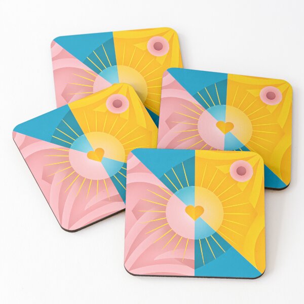 Item preview, Sun Heart Yellow Blue Red Abstract Design Rays designed and sold by ART ATTACK ZONE.