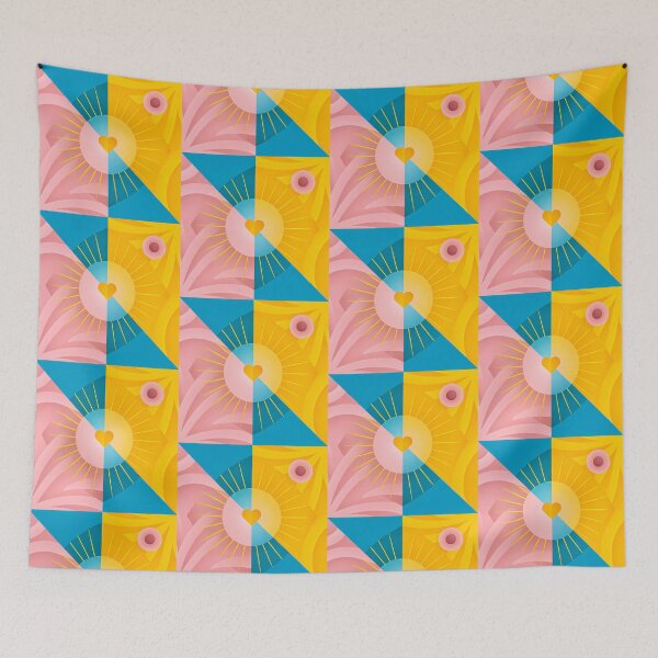 Item preview, Sun Heart Yellow Blue Red Abstract Design Rays designed and sold by ART ATTACK ZONE.