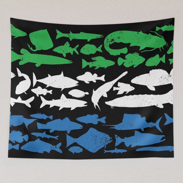 Item preview, Sierra Leonean Flag Made of Fish – Fishing Design for Anglers designed and sold by FlagX.