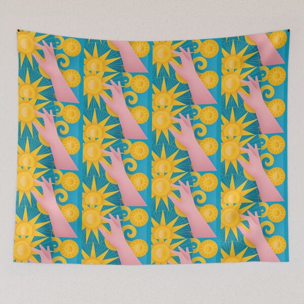 Item preview, Pink Hand Sun Yellow Blues Abstract Design designed and sold by ART ATTACK ZONE.