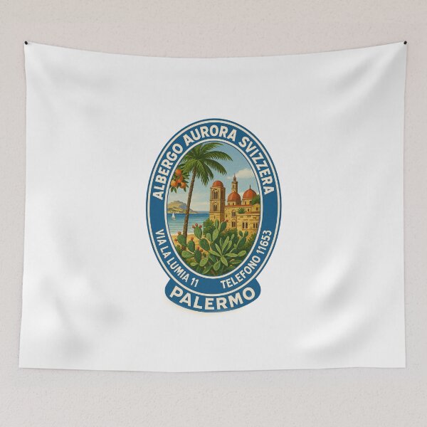 Item preview, Vintage Palermo Travel Label – Retro Italian Hotel Sticker Art designed and sold by weirdfishes123.