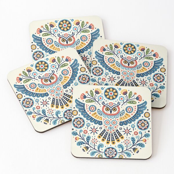 Item preview, Scandinavian Folk Art Wise Old Owl and Flowers by heidiannemorris © designed and sold by FOLK ART FUSION by heidiannemorris.