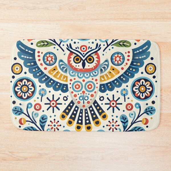 Item preview, Scandinavian Folk Art Wise Old Owl and Flowers by heidiannemorris © designed and sold by FOLK ART FUSION by heidiannemorris.