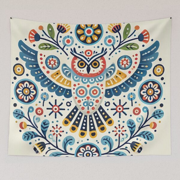 Item preview, Scandinavian Folk Art Wise Old Owl and Flowers by heidiannemorris © designed and sold by FOLK ART FUSION by heidiannemorris.