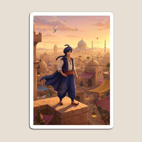 Item preview, Arabian Night Hero Standing Over Desert Bazaar at Sunset designed and sold by -DEEWOLF-.