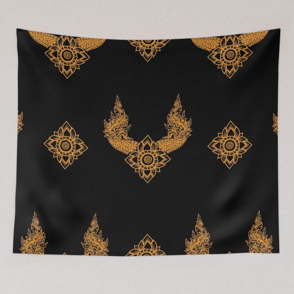 Item preview, golden thai art . Seamless Thai line art, suitable for backdrops, wallpaper background, room walls, interior decoration, etc. designed and sold by Wunnipaogtun.