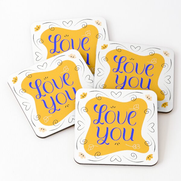 Item preview, Yellow Blue Love You Card Floral Accents  designed and sold by ART ATTACK ZONE.