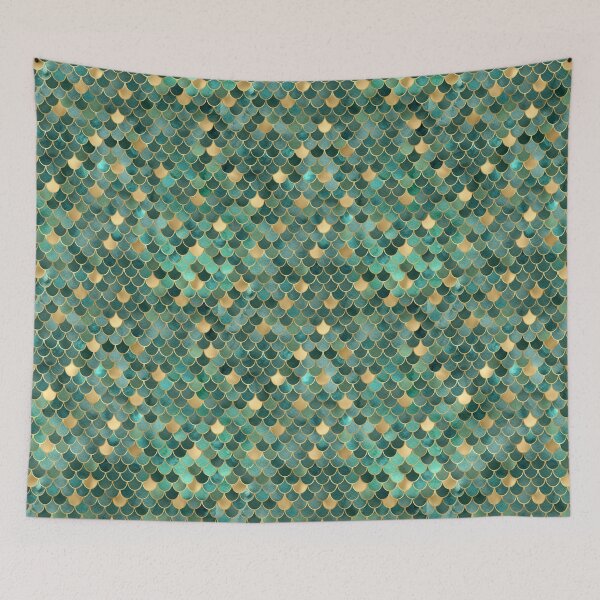 Item preview, Emerald Green Mermaid Scales - Watercolor Ocean Glitter Design designed and sold by DaisyHouse.