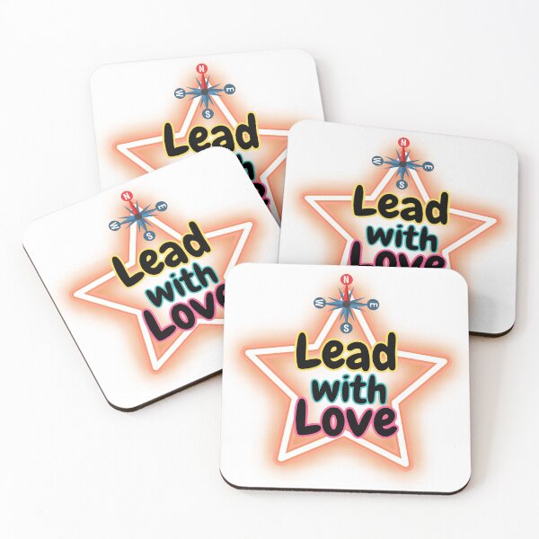 Item preview, Lead with Love | Neon Star Compass Motivational Quote designed and sold by Chillspire.