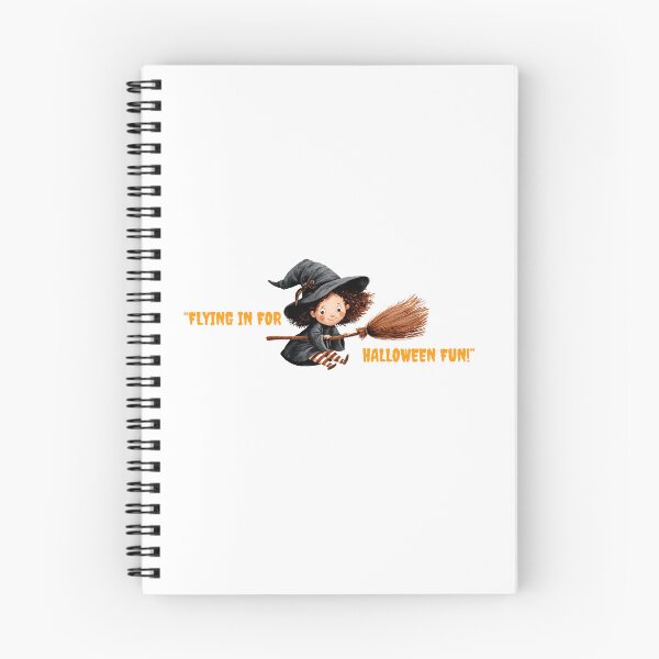 Item preview, Young witch flying on broomstick, preparing for festive Halloween fun with cheerful expression and vibrant colors designed and sold by Ms. Iryna.