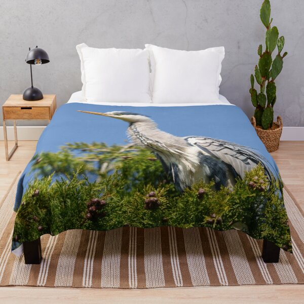 Item preview, Stunning Grey Heron Sitting on Tree with Fluffy Plumage designed and sold by rawshutterbug.