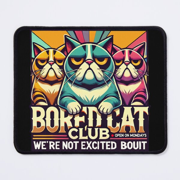 Item preview, Grumpy Bored Cat Club – Funny Retro Cartoon Feline Trio with Sarcastic Expressions designed and sold by DrawHandArt.