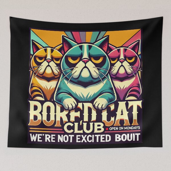 Item preview, Grumpy Bored Cat Club – Funny Retro Cartoon Feline Trio with Sarcastic Expressions  designed and sold by DrawHandArt.