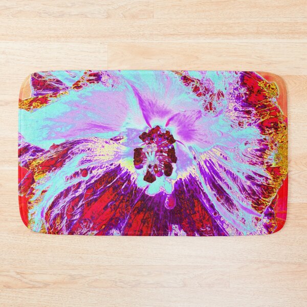 Item preview, Abstract Tropical Aqua and Purple Hibiscus Flower designed and sold by myrubiogarden.