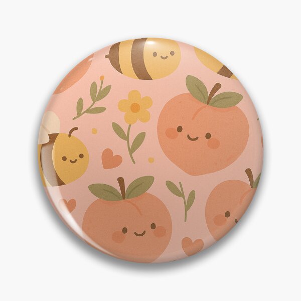 Item preview, Peachy Bees – Kawaii Peach & Bumblebee Pink Pattern designed and sold by viris ☆.