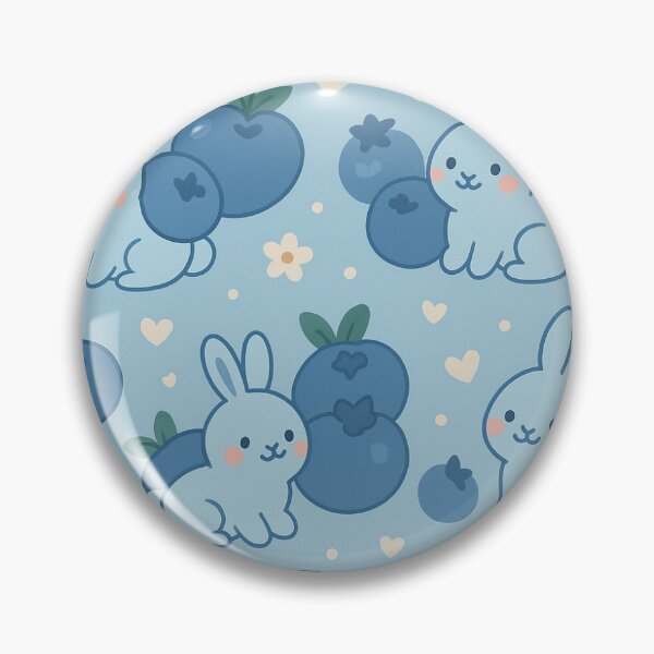 Item preview, Blueberry Bunny Parade – Kawaii Blue Rabbit Fruit Pattern designed and sold by viris ☆.