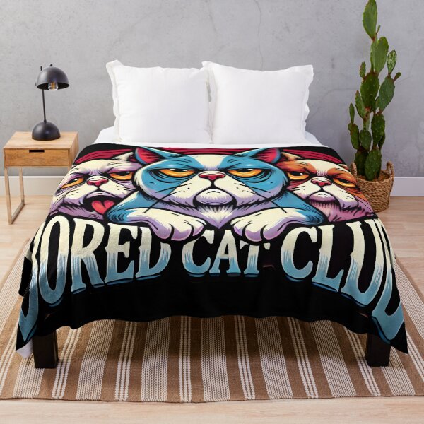 Item preview, Grumpy Bored Cat Club – Funny Retro Cartoon Feline Trio with Sarcastic Expressions designed and sold by DrawHandArt.