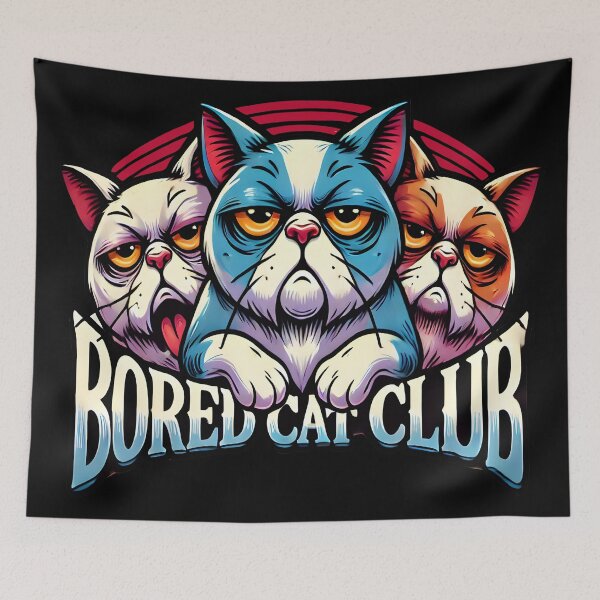 Item preview, Grumpy Bored Cat Club – Funny Retro Cartoon Feline Trio with Sarcastic Expressions  designed and sold by DrawHandArt.