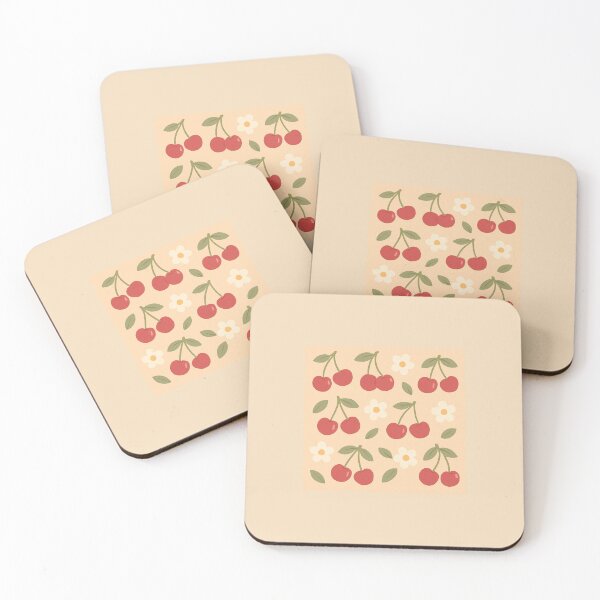 Item preview, Cherry Floral Delight – Aesthetic Cherry & Daisy Seamless Pattern designed and sold by viris ☆.