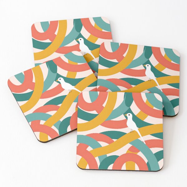 Item preview, Modern Abstract Bird on Tangled Knots | Mid-Century Geometric Art Print designed and sold by Reugba.