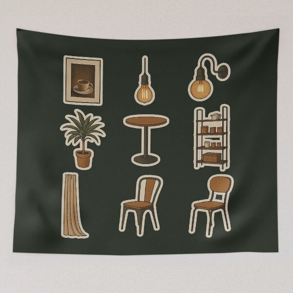 Item preview, Cozy Urban Cafe Interior Elements designed and sold by zzz888.
