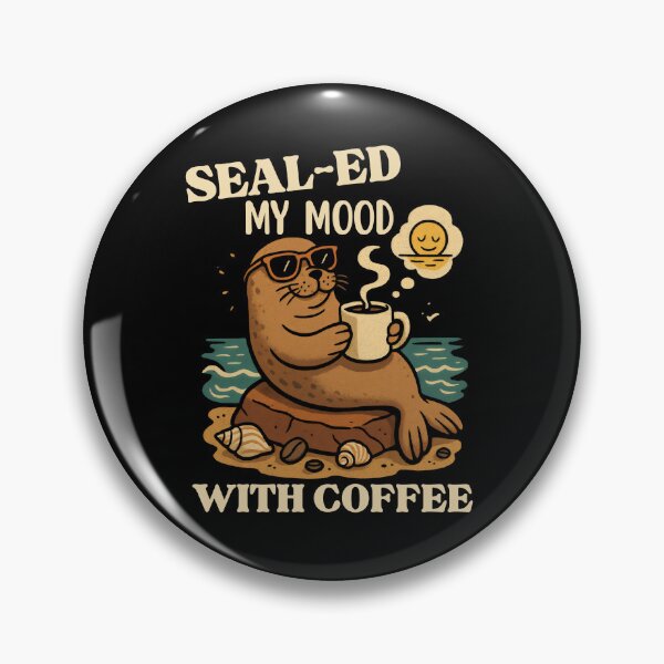 Item preview, SEAL-ED MY MOOD WITH COFFEE - FUNNY MONK SEAL designed and sold by DemureArtsy.