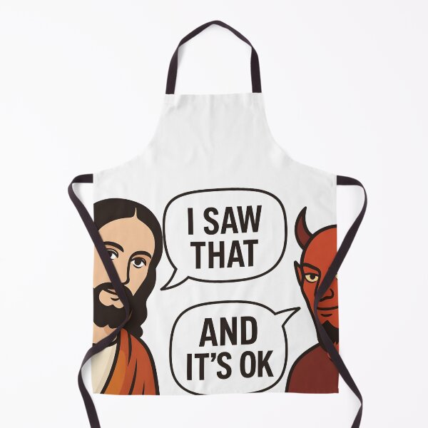 Item preview, Jesus vs Devil Meme – "I Saw That / And It’s OK" – Clean Vector Art Sticker designed and sold by WAUZ.