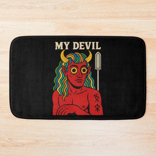 Item preview, Colorful Devil Art Retro Demonic Illustration with Horns designed and sold by DrawHandArt.