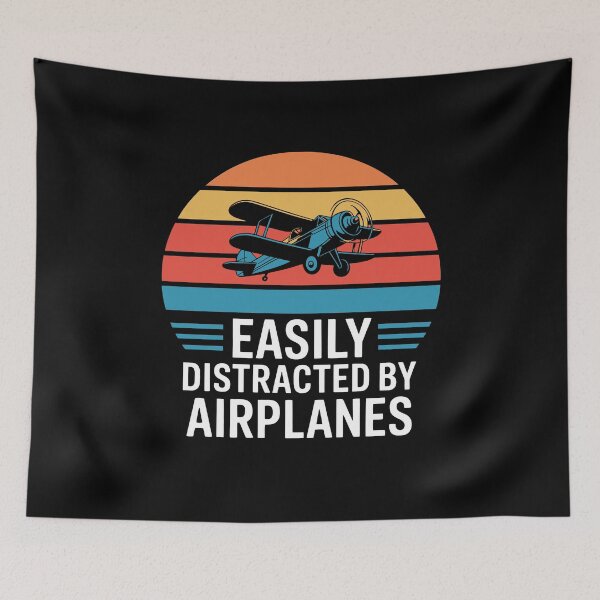 Item preview, Easily Distracted By Airplanes Funny Aviation Retro designed and sold by tmerchtrends.