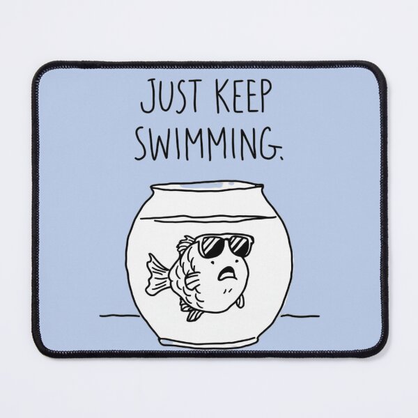 Item preview, A simplistic drawing of a fish in a fishbowl - Just keep swimming designed and sold by 123ks.
