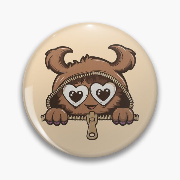Item preview, a kawaii-style design of a cute distinctive monster with hearts for eyes peeking out from behind a small zipper. designed and sold by 123ks.