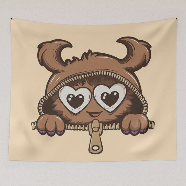 Item preview, a kawaii-style design of a cute distinctive monster with hearts for eyes peeking out from behind a small zipper. designed and sold by 123ks.