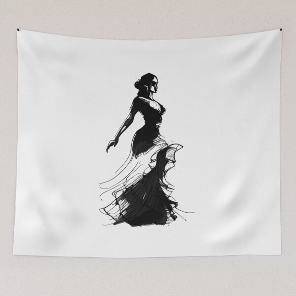 Item preview, Flamenco Grace - Minimalist Dance Silhouette designed and sold by ShadowAndSlate.