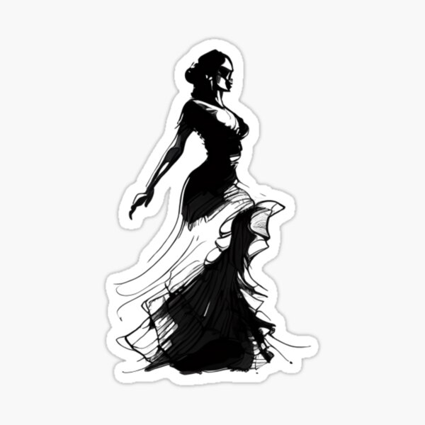 Item preview, Flamenco Grace - Minimalist Dance Silhouette designed and sold by ShadowAndSlate.