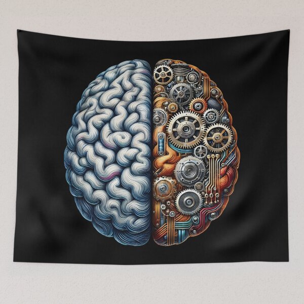 Item preview, Half Brain Half Machine Steampunk Tech Mind Art designed and sold by DrawHandArt.