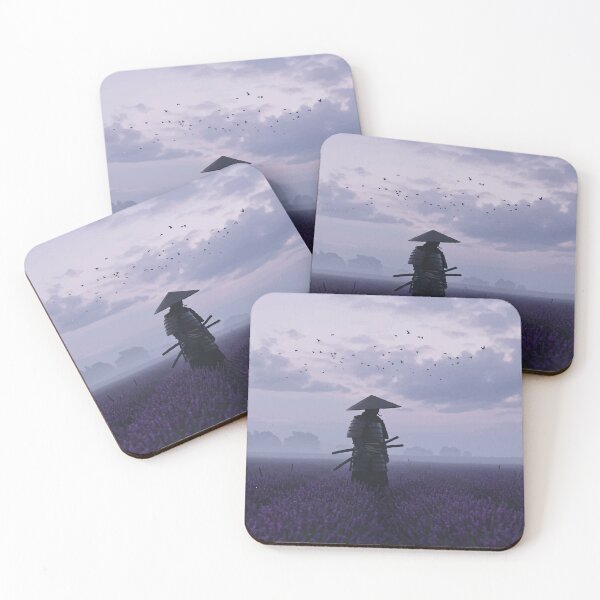 Item preview, Samurai in Lavender Field at Twilight – Tranquil Warrior Aesthetic Scene designed and sold by -DEEWOLF-.