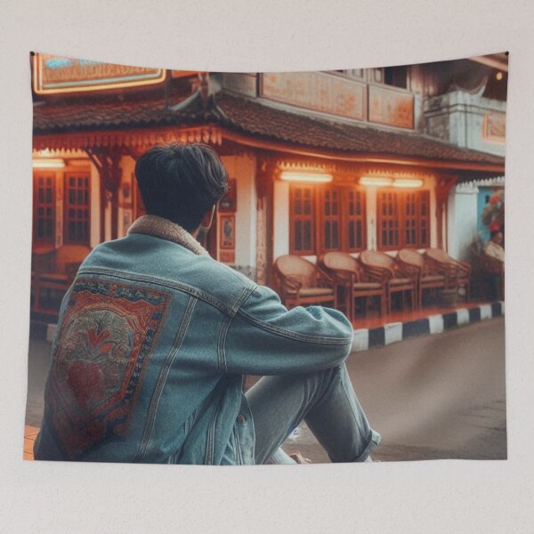 Item preview, Retro 80s Padang Street Style – Stylish Guy in Classic Vintage Look | Urban Fashion Art for Travel & City Lovers designed and sold by knalpot-design.