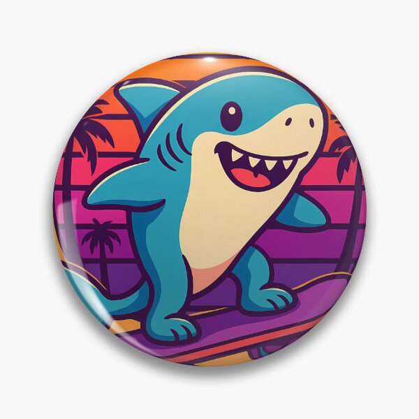 Item preview, Cyberpunk shark on a rocket skateboard – neon waves in retro-futurism designed and sold by Pixel Paws & Plays.
