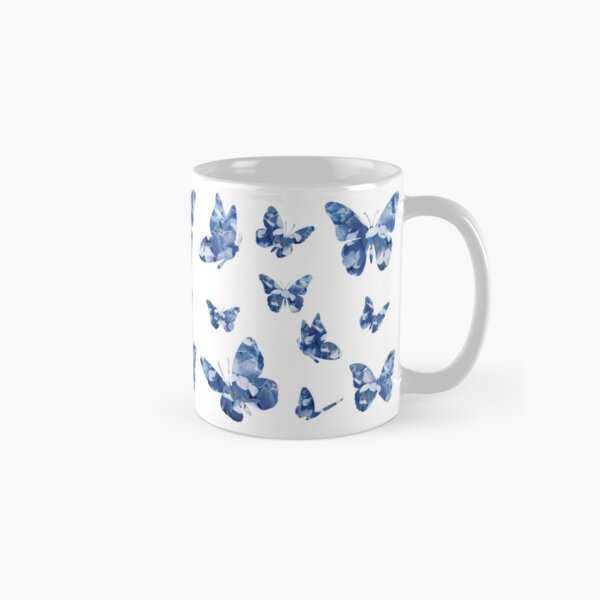 Item preview, Blue Floral Butterflies on White Mug designed and sold by Unipixelstudio.
