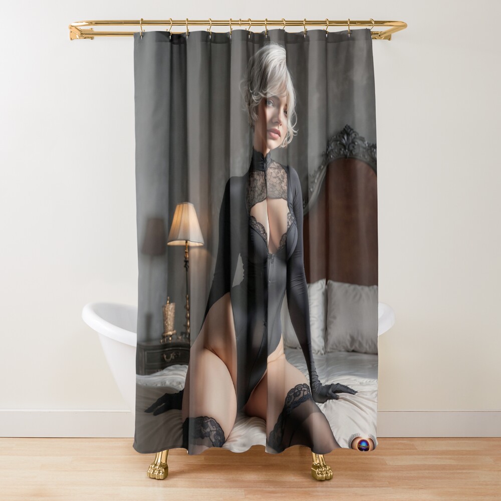 A Study In Light And Sensuous Form With The Lingerie Model Lucilla Bellona AI Concept Art by Xzendor7 | A Platinum Beauty 3 A Study In Light And Sensuous Form With The Lingerie Model Lucilla Bellona Stunning AI Concept Art by Xzendor7 Decorative Art Print Shower Curtain