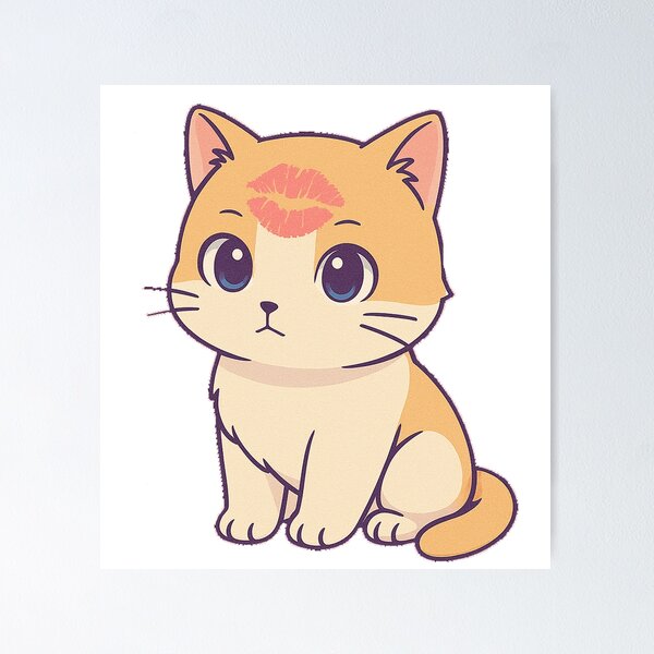 Item preview, Chat mignon avec un bisou sur le front designed and sold by vasko676.
