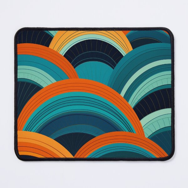 Item preview, Mid-Century Dreamscape: Teal and Orange Curved Lines Pattern designed and sold by windidama.