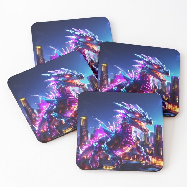 Item preview, Neon Cyber Dragon in the City designed and sold by MiraLumeStudio.