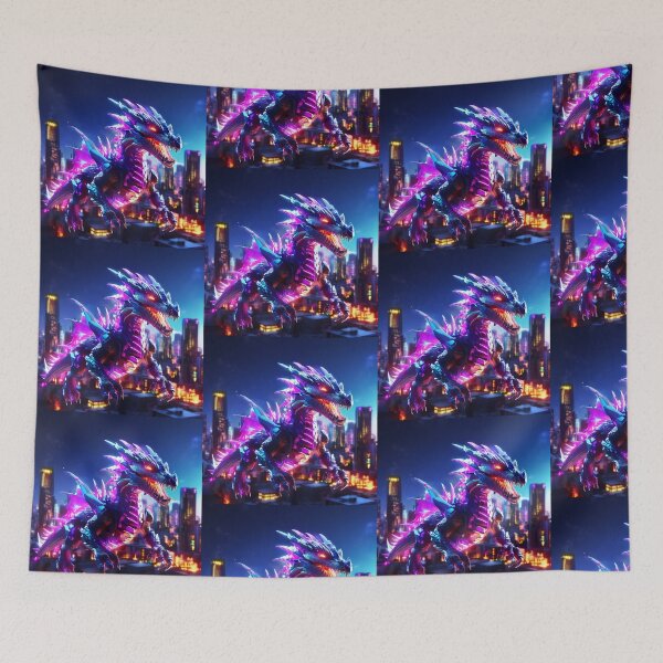 Item preview, Neon Cyber Dragon in the City designed and sold by MiraLumeStudio.