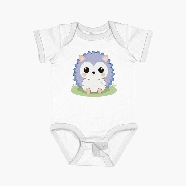 Baby Hedgehog Sitting in the Garden Short Sleeve Baby One-Piece
