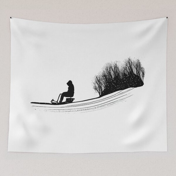 Item preview, Winter Ride - Minimalist Sledding Silhouette designed and sold by ShadowAndSlate.