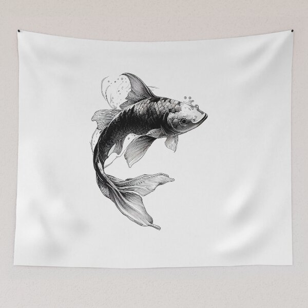 Item preview, Koi Harmony - Line Art Elegance designed and sold by ShadowAndSlate.