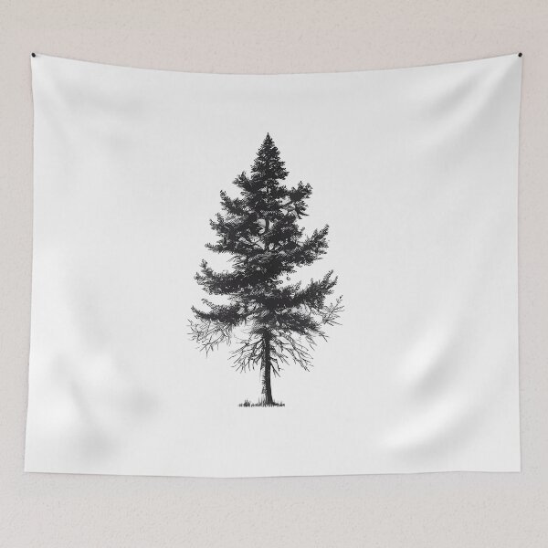 Item preview, Line Art Fir Tree Majesty - Line Art Nature designed and sold by ShadowAndSlate.